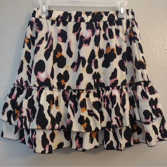Leopard Print Tiered Ruffle Mini Skirt Size Large - Picture 8 of 11